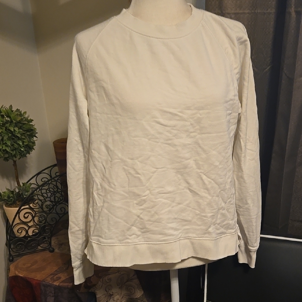 J. Crew Cream Relaxed Long Sleeve Sweatshirt - Picture 2 of 6